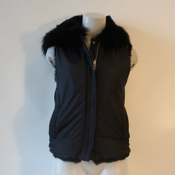 Women's Black Fur Vest - Picture 2 of 16